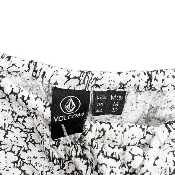 VOLCOM Bae Bae Doll Tube Top Cropped Drawcord Halter Floral Black White Size S - Picture 8 of 10
